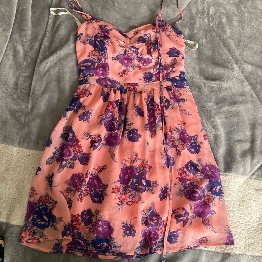 pink guess floral dress